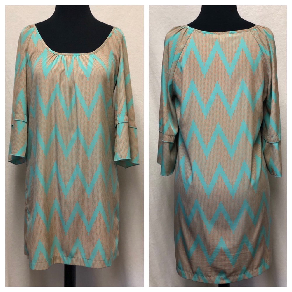 Orange and Turquoise Chevron Dress